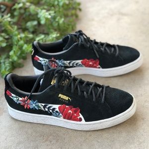 puma suede floral black
